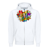 White pride bee with daisy lgbtq Zipper Hoodie - texasbilliewilder