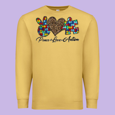 Peace Love Autism1 Premium Sweatshirt Designed By Cowhidedigitalart