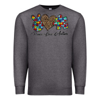 Charcoal Heather peace love autism1 Premium Sweatshirt - CowhideDigitalArt