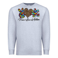 Heather Grey peace love autism1 Premium Sweatshirt - CowhideDigitalArt