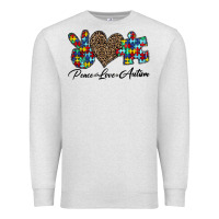 Oatmeal Heather peace love autism1 Premium Sweatshirt - CowhideDigitalArt