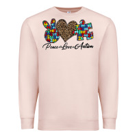 Pale Pink peace love autism1 Premium Sweatshirt - CowhideDigitalArt
