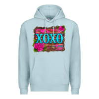 Blue Mist xoxo valentine's day pink roses and hearts Premium Hoodie - Jasminsmagicworld