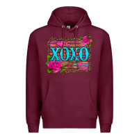 Burgundy xoxo valentine's day pink roses and hearts Premium Hoodie - Jasminsmagicworld