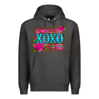 Charcoal Heather xoxo valentine's day pink roses and hearts Premium Hoodie - Jasminsmagicworld