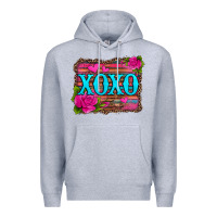 Heather Grey xoxo valentine's day pink roses and hearts Premium Hoodie - Jasminsmagicworld
