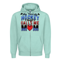 Seafoam my favorite hockey player calls me mom Zipper Hoodie - Zillion Design Studio