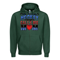 Sports Green my favorite hockey player calls me mom Zipper Hoodie - Zillion Design Studio