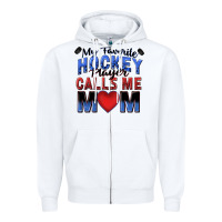 White my favorite hockey player calls me mom Zipper Hoodie - Zillion Design Studio