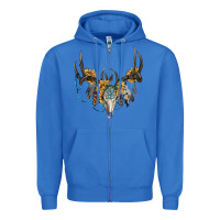 True Royal Boho Deer Skull Sunflowers And Gemstone Zipper Hoodie - RanaPortraitStore