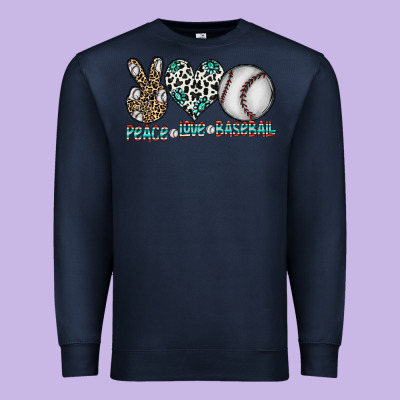 Peace Love Baseball Premium Sweatshirt Designed By Cowhidedigitalart