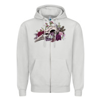 Boho Floral Raven Skull Zipper Hoodie | Teevron