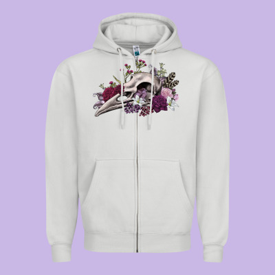 Zipper Hoodie Boho floral raven skull
