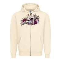 Sandshell Boho floral raven skull Zipper Hoodie - RanaPortraitStore