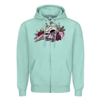 Seafoam Boho floral raven skull Zipper Hoodie - RanaPortraitStore