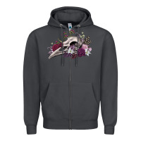 Smoke Boho floral raven skull Zipper Hoodie - RanaPortraitStore