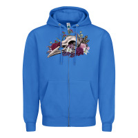 True Royal Boho floral raven skull Zipper Hoodie - RanaPortraitStore
