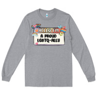 Heather Grey proud ally Long Sleeve Tee - MaliasSmallBusiness