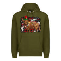 Army Green christmas highland cow Premium Hoodie - BarkalooDesign