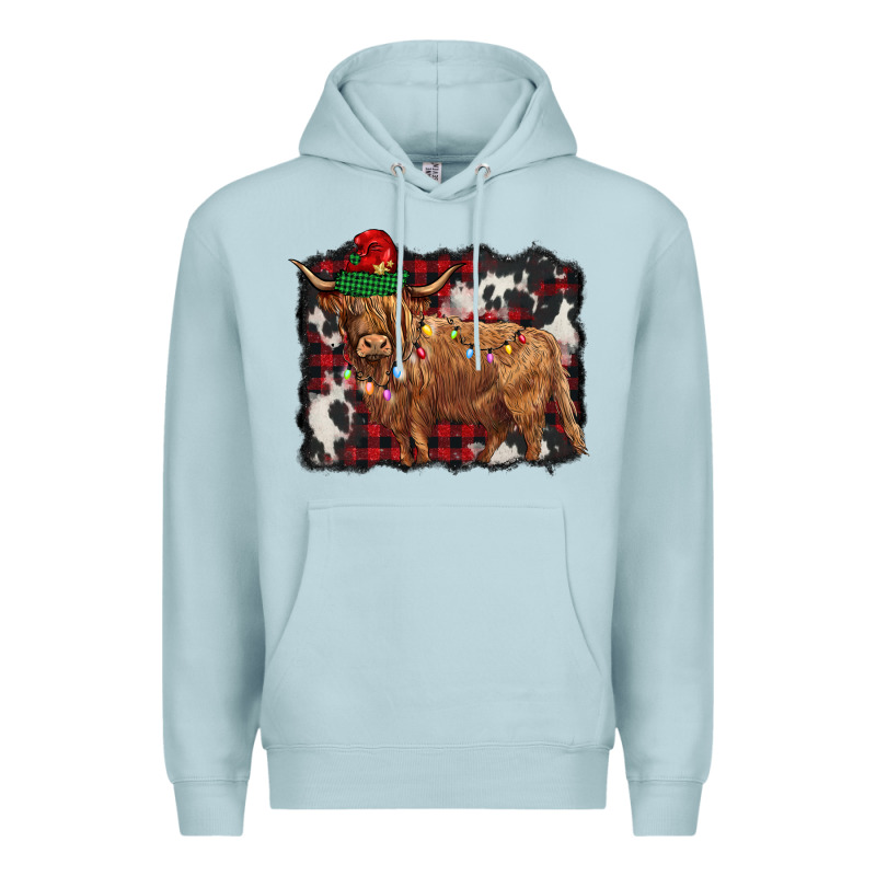 Christmas Highland Cow Premium Hoodie by BarkalooDesign | Teevron