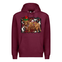 Burgundy christmas highland cow Premium Hoodie - BarkalooDesign