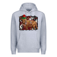 Heather Grey christmas highland cow Premium Hoodie - BarkalooDesign