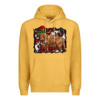 Mustard christmas highland cow Premium Hoodie - BarkalooDesign