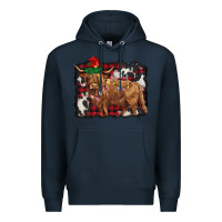 Navy christmas highland cow Premium Hoodie - BarkalooDesign