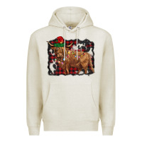 Oatmeal Heather christmas highland cow Premium Hoodie - BarkalooDesign