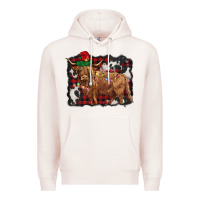 Pale Pink christmas highland cow Premium Hoodie - BarkalooDesign