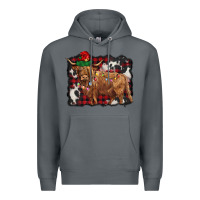 Rock christmas highland cow Premium Hoodie - BarkalooDesign