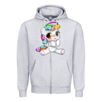Heather Grey pride cute unicorn Zipper Hoodie - texasbilliewilder