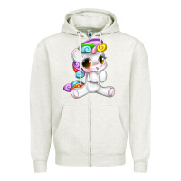 Oatmeal Heather pride cute unicorn Zipper Hoodie - texasbilliewilder