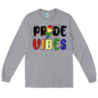 Heather Grey pride vibes Long Sleeve Tee - MaliasSmallBusiness
