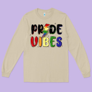 Pride Vibes Long Sleeve Tee Designed By Maliassmallbusiness