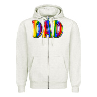 Oatmeal Heather pride dad Zipper Hoodie - texasbilliewilder
