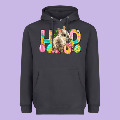 Hop Rabbit Easter Heavyweight Hoodie Designed By Neo Western