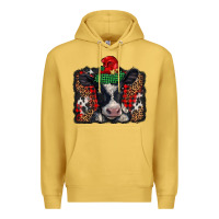 Antique Gold christmas black and white baby cow Premium Hoodie - BarkalooDesign