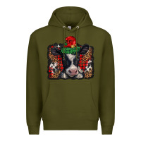 Army Green christmas black and white baby cow Premium Hoodie - BarkalooDesign