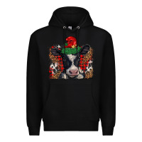 Black christmas black and white baby cow Premium Hoodie - BarkalooDesign