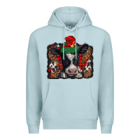 Blue Mist christmas black and white baby cow Premium Hoodie - BarkalooDesign