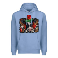 Colony Blue christmas black and white baby cow Premium Hoodie - BarkalooDesign