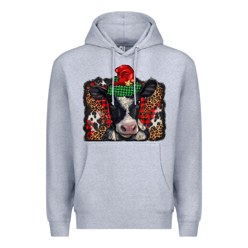 Christmas Black And White Baby Cow Premium Hoodie by BarkalooDesign | Teevron