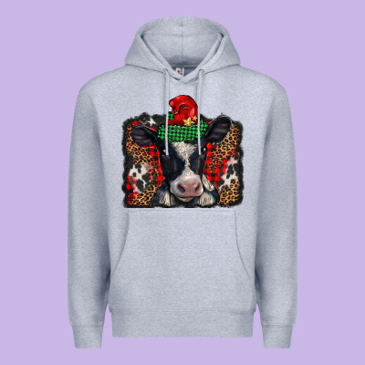 Christmas Black And White Baby Cow Premium Hoodie Designed By Barkaloodesign