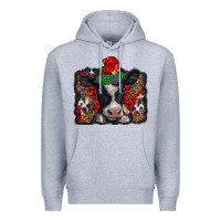 Heather Grey christmas black and white baby cow Premium Hoodie - BarkalooDesign