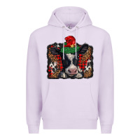 Lilac christmas black and white baby cow Premium Hoodie - BarkalooDesign