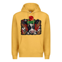 Mustard christmas black and white baby cow Premium Hoodie - BarkalooDesign
