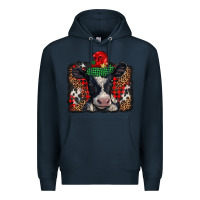 Navy christmas black and white baby cow Premium Hoodie - BarkalooDesign