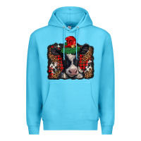 Ocean Blue christmas black and white baby cow Premium Hoodie - BarkalooDesign