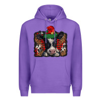 Purple christmas black and white baby cow Premium Hoodie - BarkalooDesign